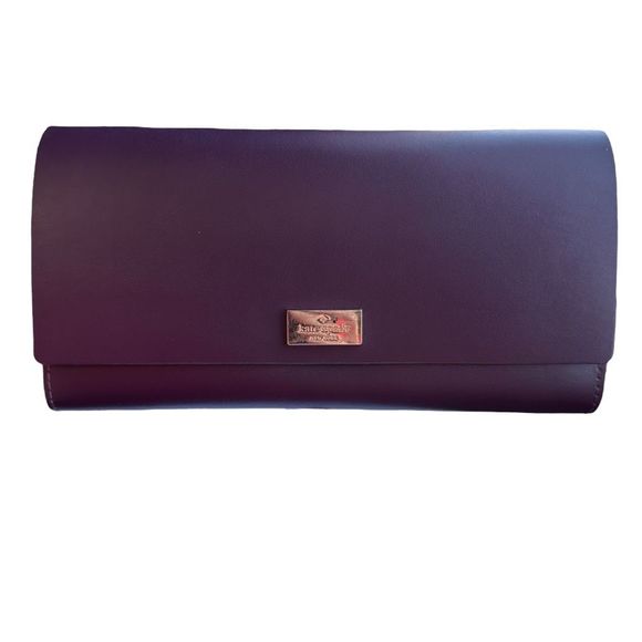 kate spade Handbags - Kate Spade New York Pim Arbour Hill Leather Plum Purple Snap Wallet Clutch
